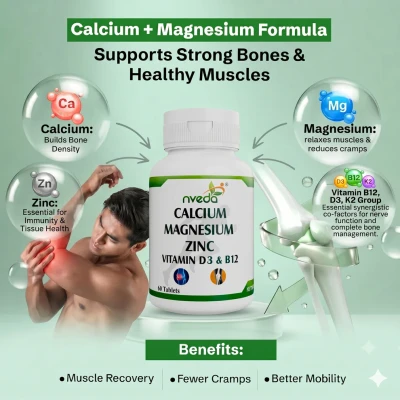 Nveda Calcium, Magnesium, Zinc, Vit D3, K2 and B12